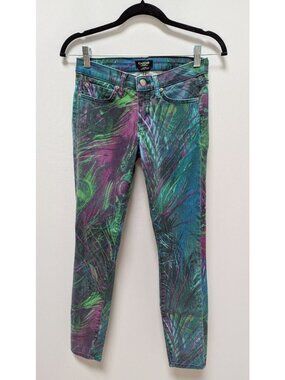 bebe Green "Flight of Fancy" Printed Skinny Jeans